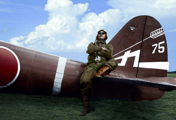 空の肖像 Japanese Ki-43 'Oscar' Pilot Watercolor