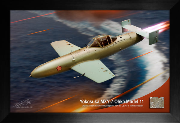 Japanese Yokosuka MXY-7 Ohka Aluminum Skin Relic Display