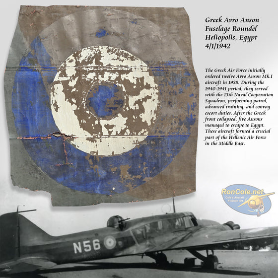 Greek Avro Anson Fuselage Roundel, North Africa, 1942