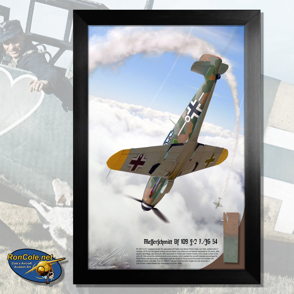 Luftwaffe BF 109 F-2 JG 54 Rare Brown/Green Camouflage Relic Display