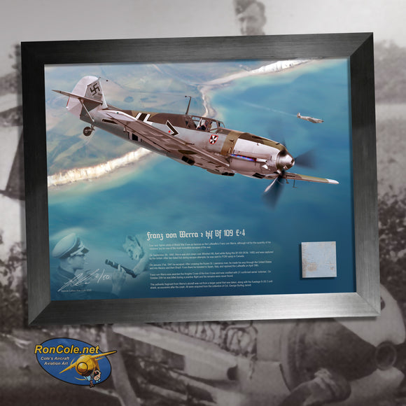 Luftwaffe Bf 109 'Ace' Franz von Werra Combat Flown Relic Display