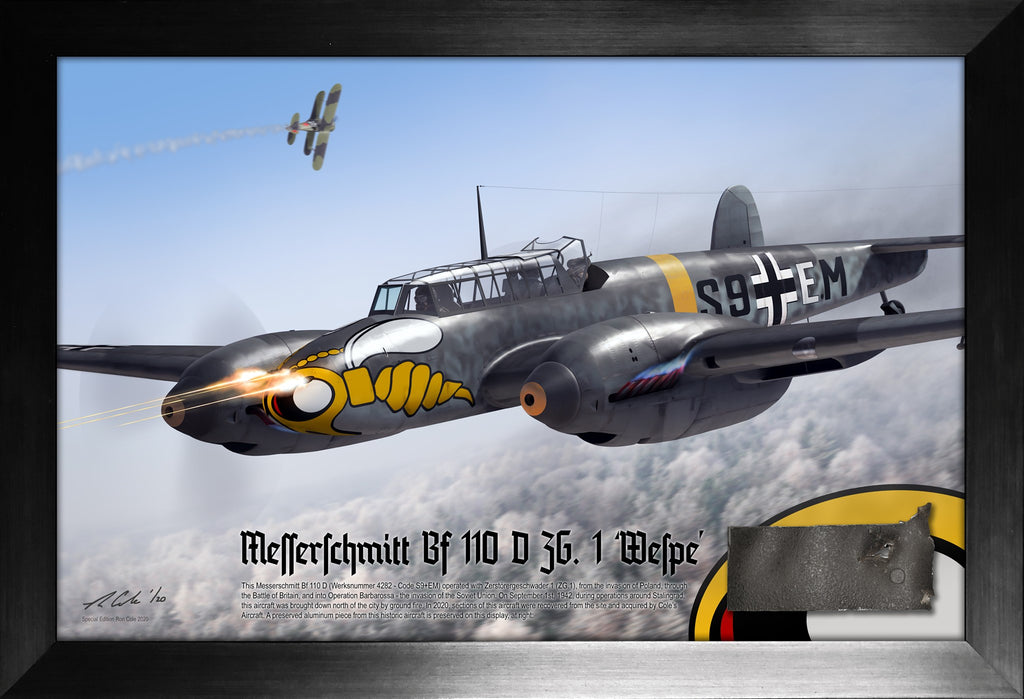 Luftwaffe Messerschmitt BF 110 D 'Wespe' (Wasp) Combat Loss Relic Display