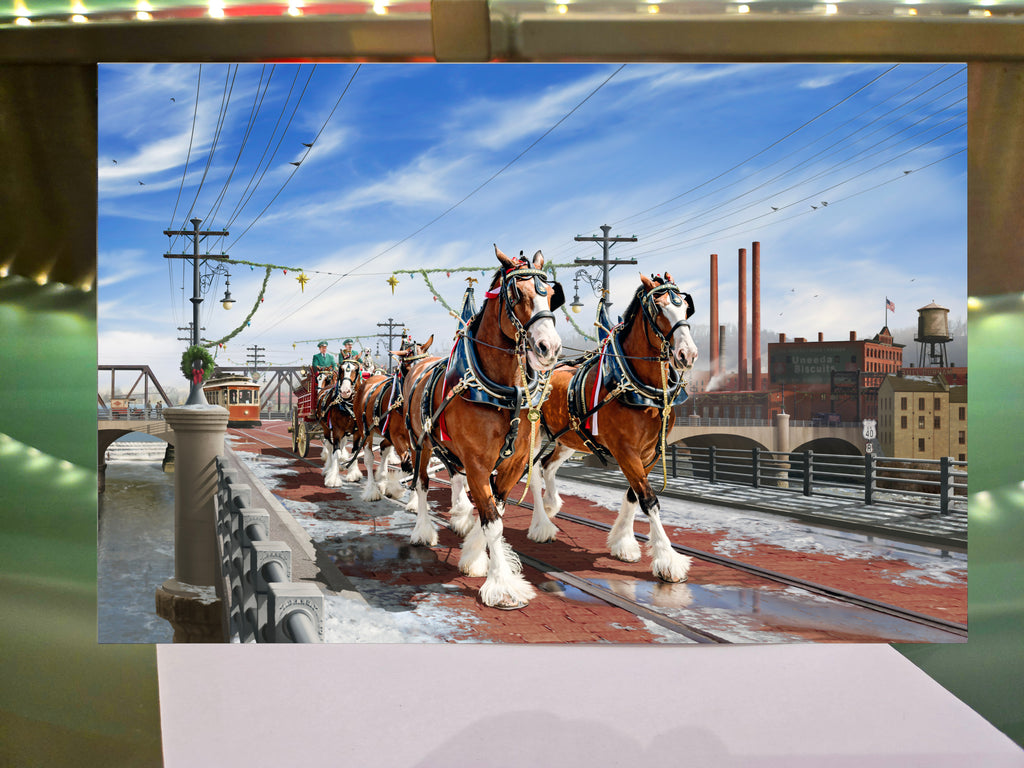 Y Bridge Zanesville Ohio Budweiser Clydesdales c. 1933 by Ron Cole