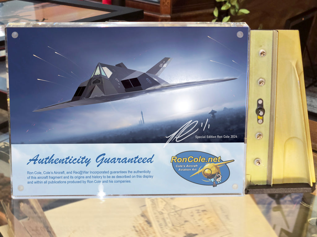 Special F-117 Nighthawk Flown Relic 11x8-inch Acrylic Desk Display by Ron Cole