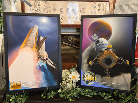 Apollo 13 & Space Shuttle Columbia 20x30 Set of Space-Flown Relic Displays