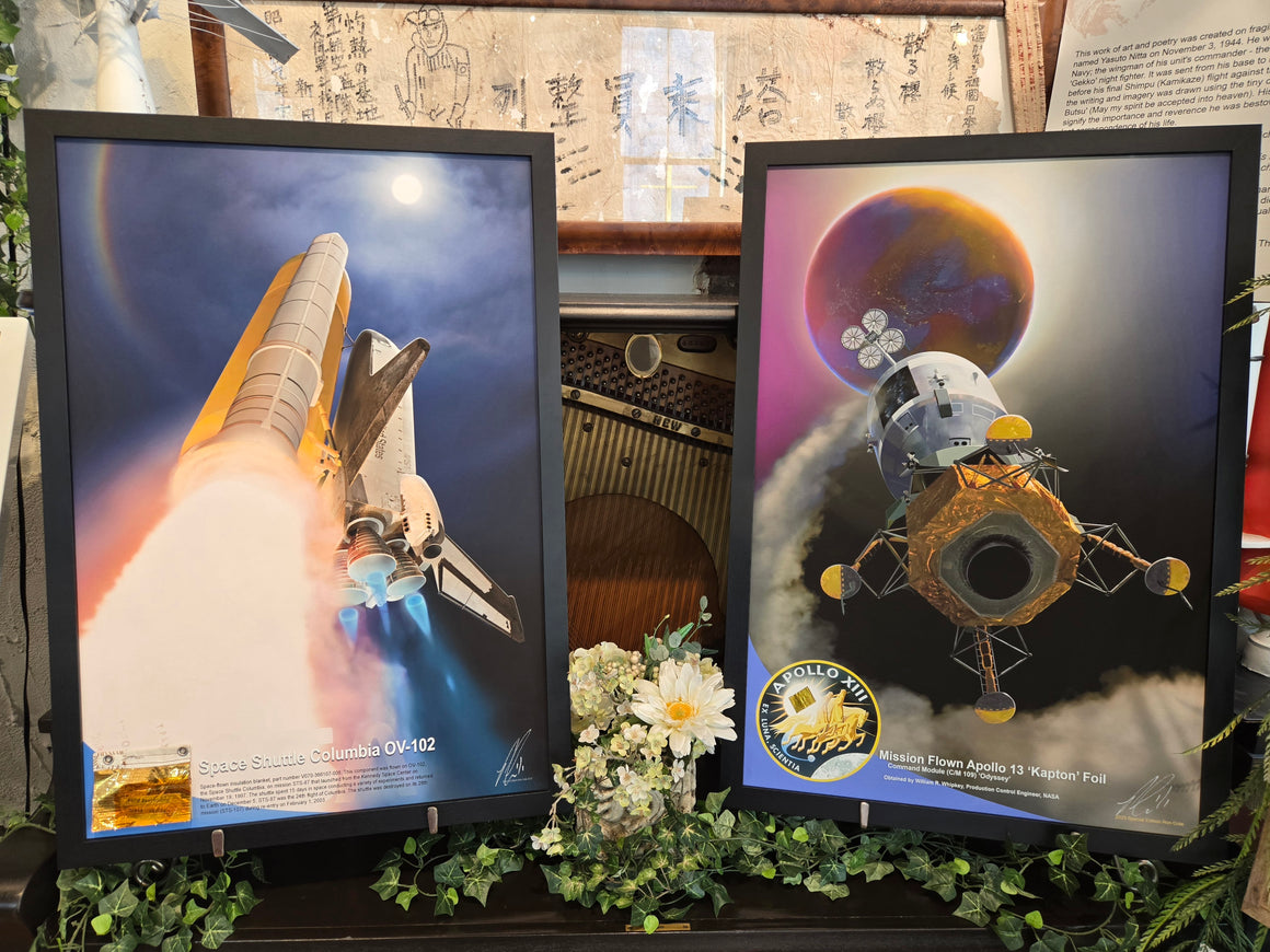 Apollo 13 & Space Shuttle Columbia 20x30 Set of Space-Flown Relic Displays
