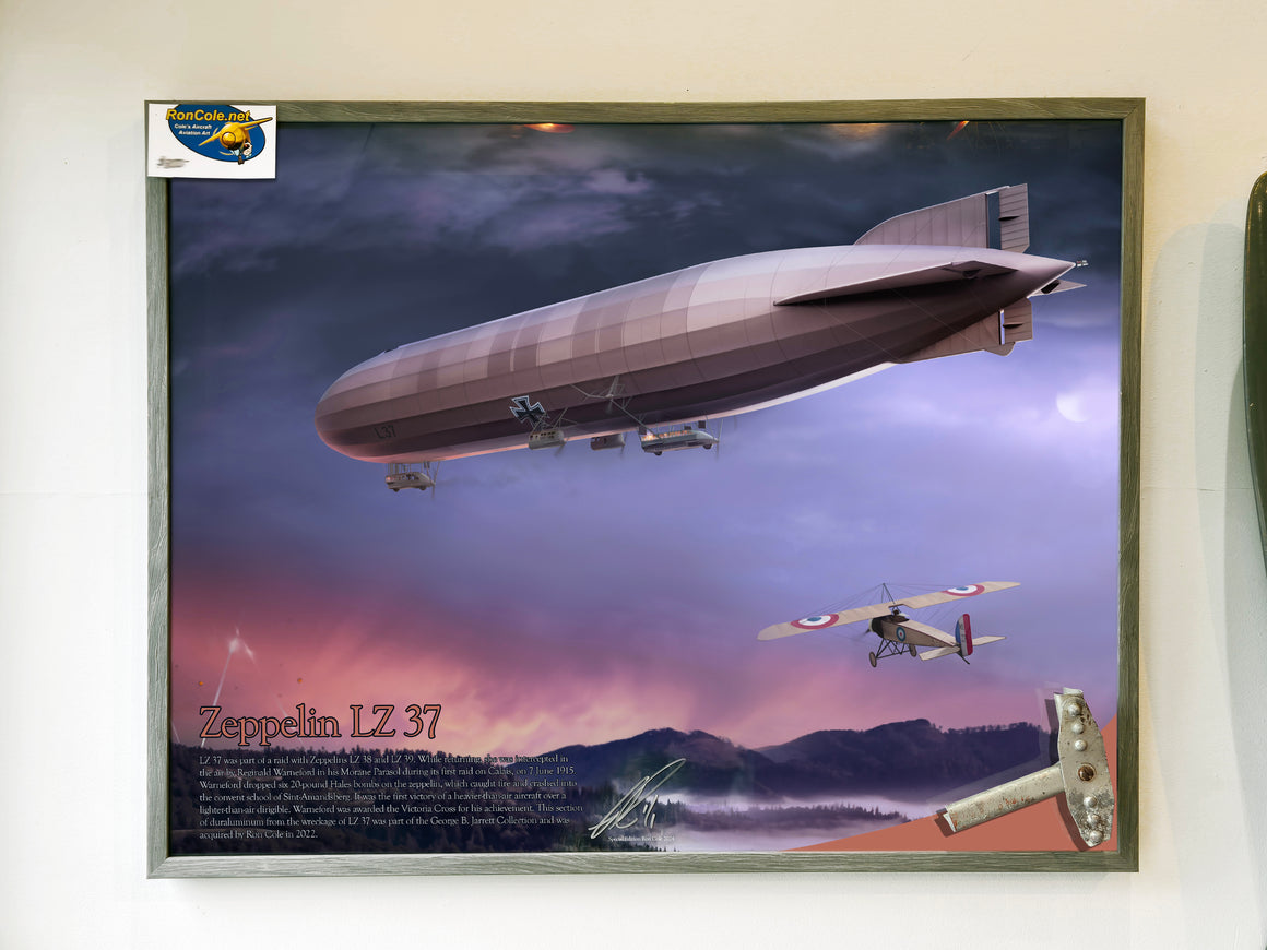 SPECIAL 25x22-inch World War I German Zeppelin LZ 37 Flown Girder Relic Display