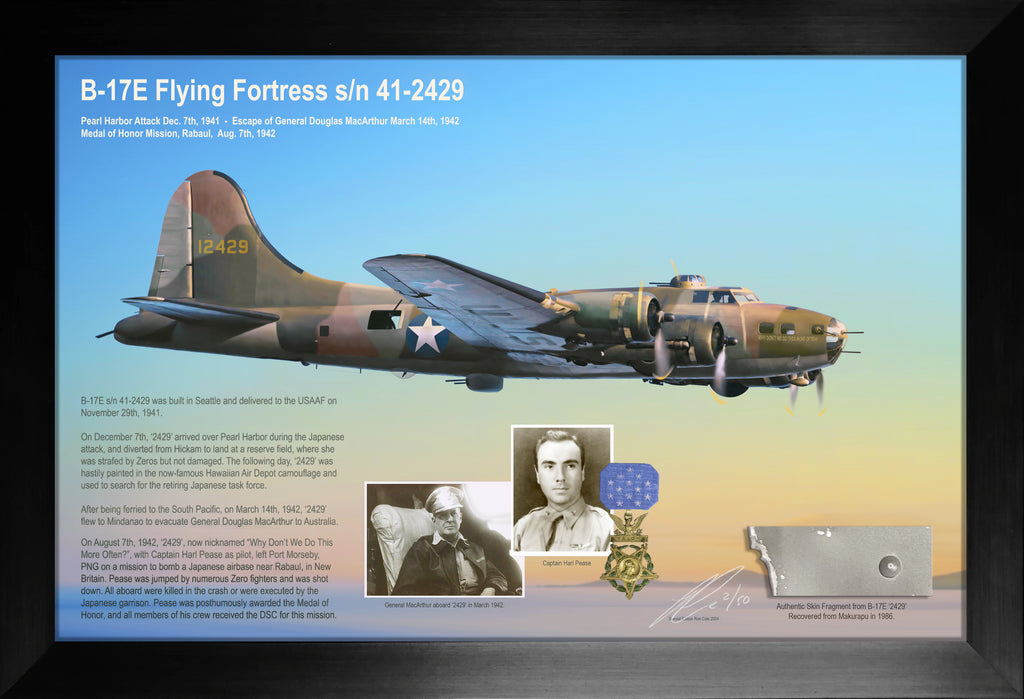 Boeing B-17E Gen. MacArthur & Medal of Honor Combat Loss Relic Display