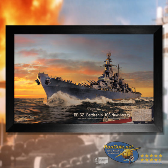 Battleship USS New Jersey BB-62 Teak Deck Relic Display by Ron Cole