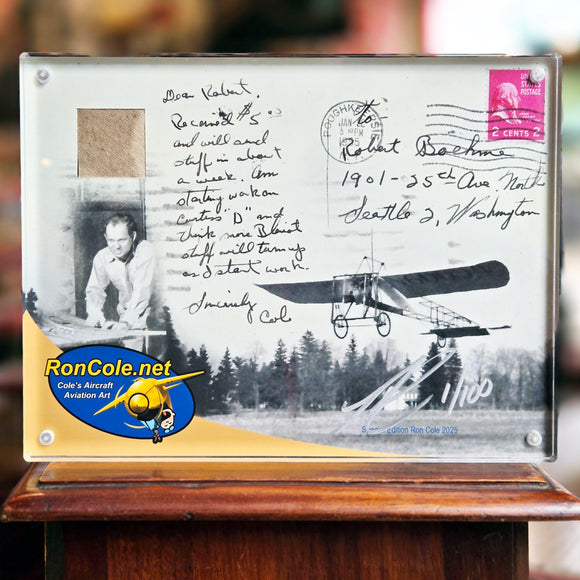 Bleriot XI Number 56 (1909) Original Flown Linen Acrylic 6x8 Relic Display