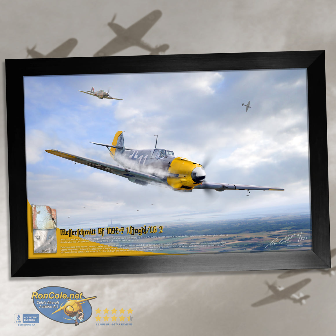 Battle of Britain: Luftwaffe Bf 109 E-7 1.(Jagd)/LG 2 Combat Loss Relic Display