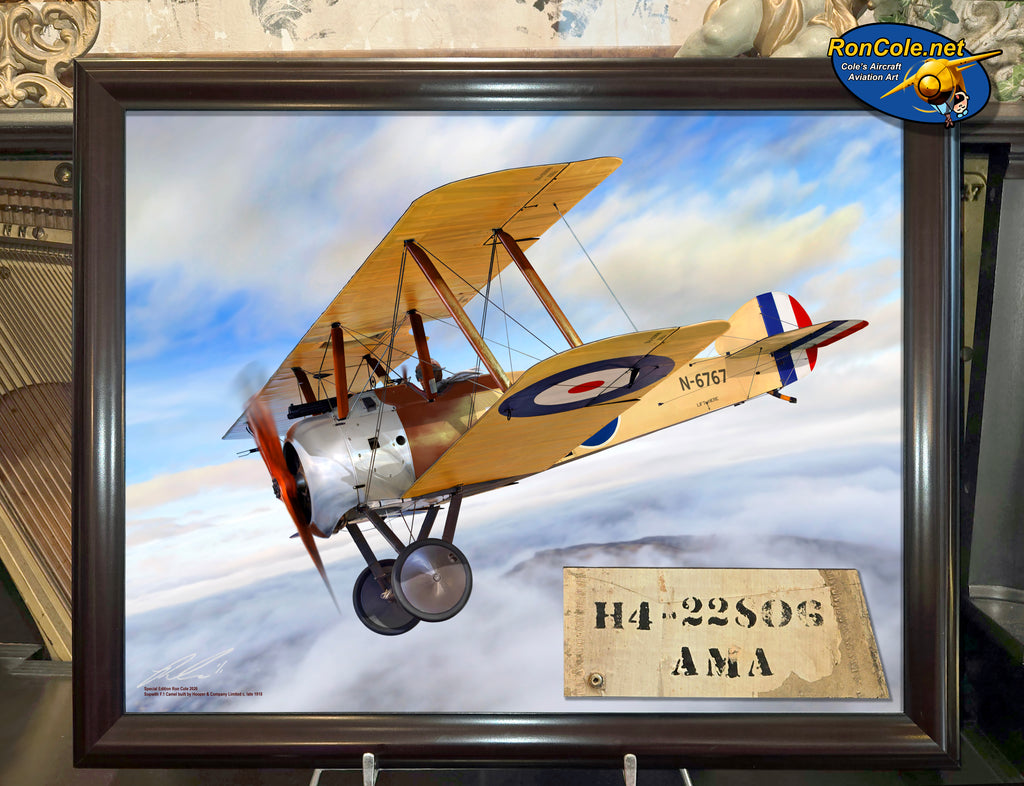WWI Sopwith Camel Original Linen Stencil 28x22-inch One-of-a-Kind Display