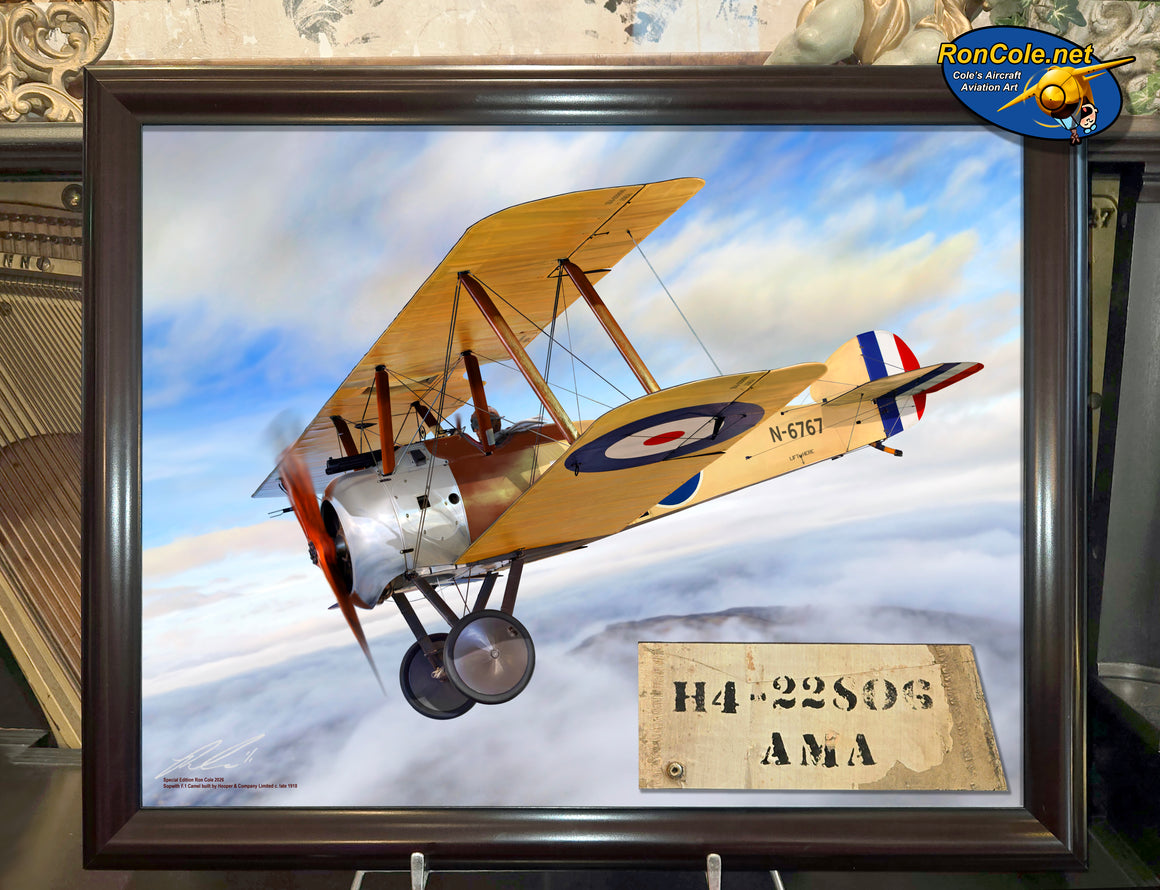 WWI Sopwith Camel Original Linen Stencil 28x22-inch One-of-a-Kind Display