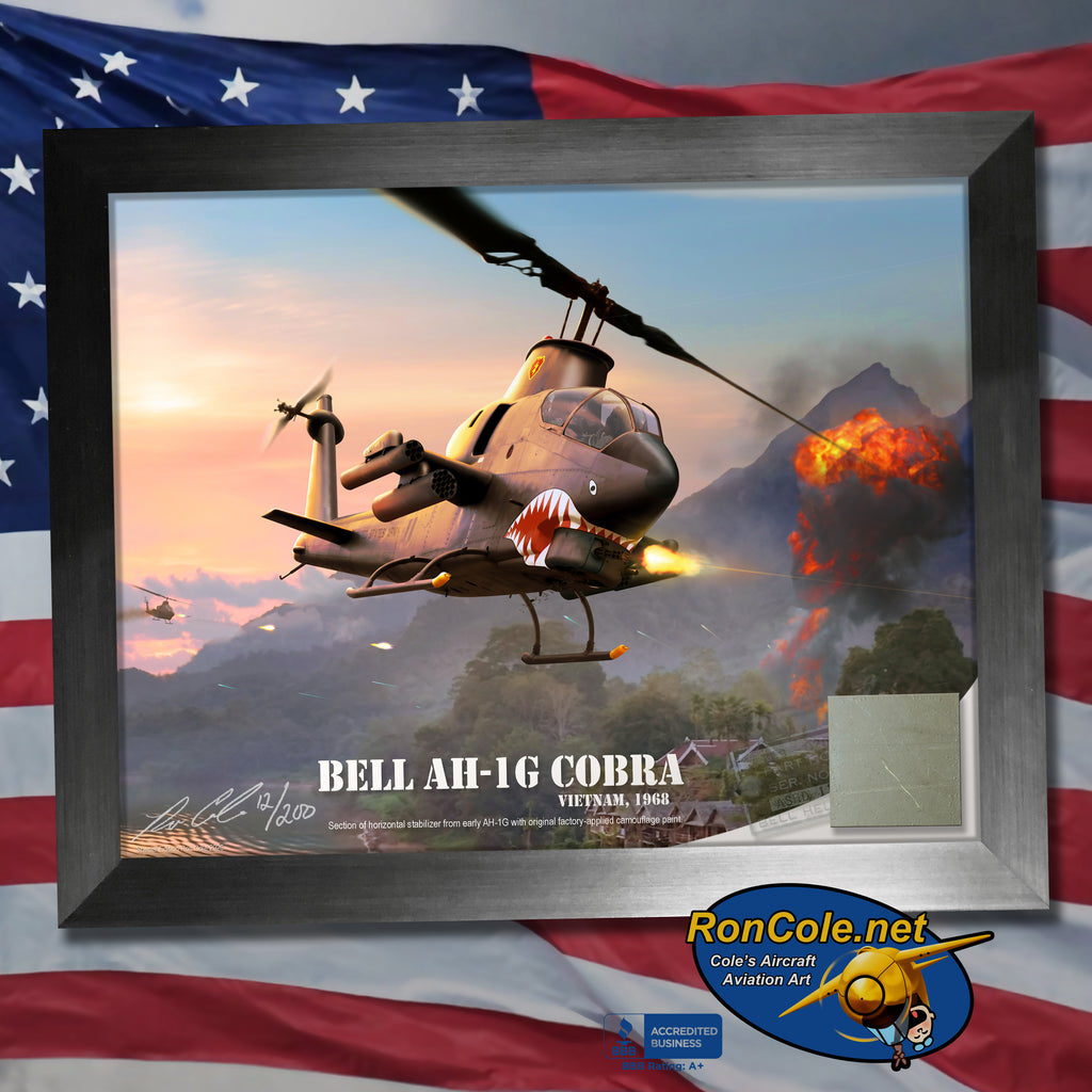 Vietnam Bell AH-1G Cobra Attack Helicopter 8.5x11 Relic Display