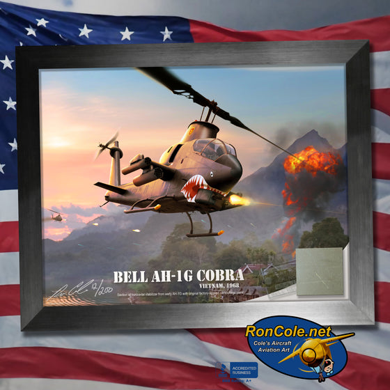 Vietnam Bell AH-1G Cobra Attack Helicopter 8.5x11 Relic Display