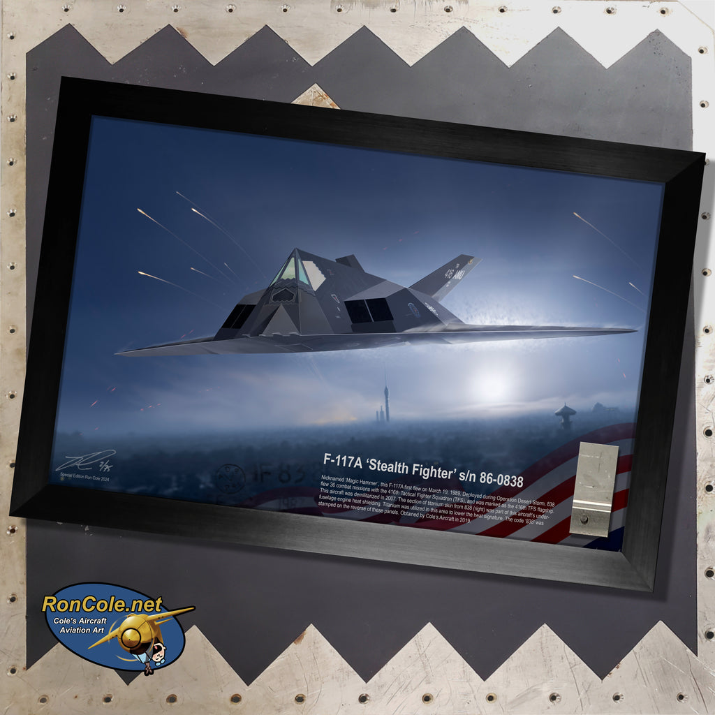 Lockheed F-117A Nighthawk s/n 86-0838 Over Iraq, Titanium Skin Relic Display