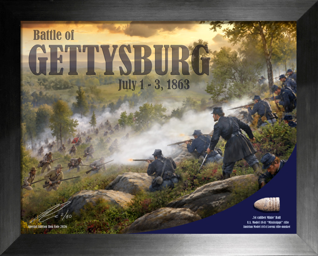 Battle of Gettysburg Excavated .54-caliber Minie' Ball Relic Display