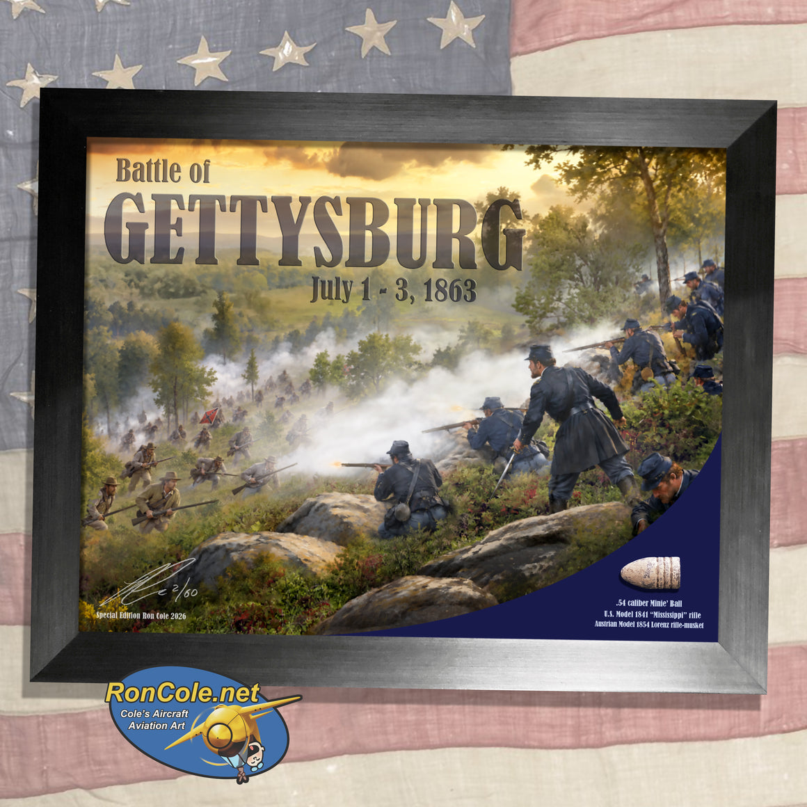 Battle of Gettysburg Excavated .54-caliber Minie' Ball Relic Display