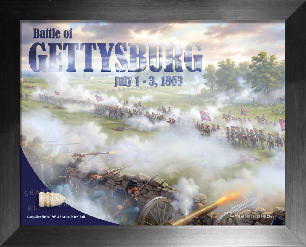 Battle of Gettysburg Excavated .52 Sharps Carbine Minie' Ball Relic Display