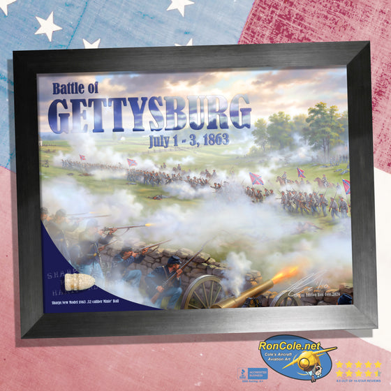 Battle of Gettysburg Excavated .52 Sharps Carbine Minie' Ball Relic Display