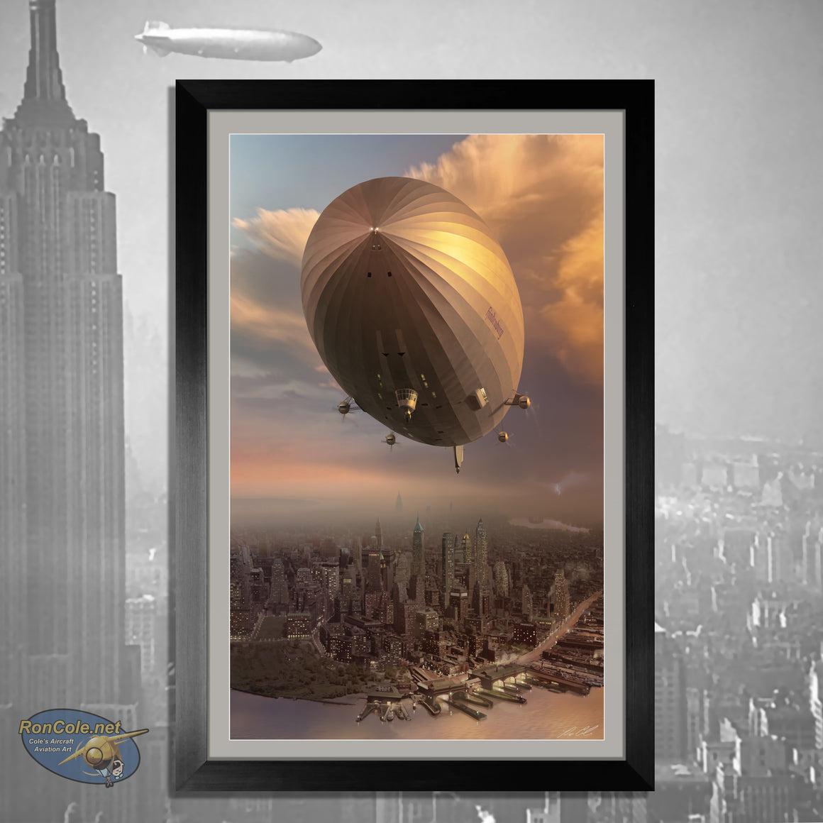 Airship LZ 129 Hindenburg Over Manhattan c. 1936 by Ron Cole