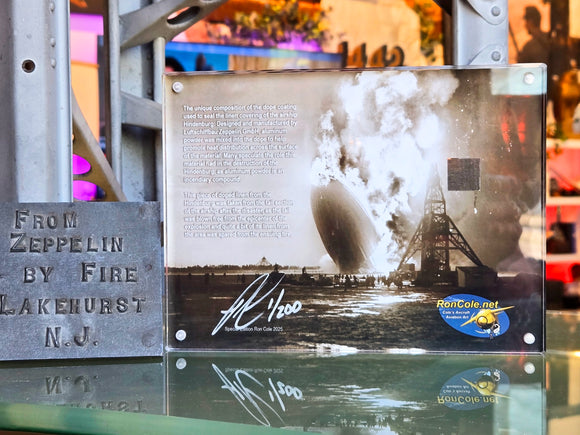Hindenburg Airship Authentic Silver Linen Envelope Relic 6x8-inch Acrylic Display