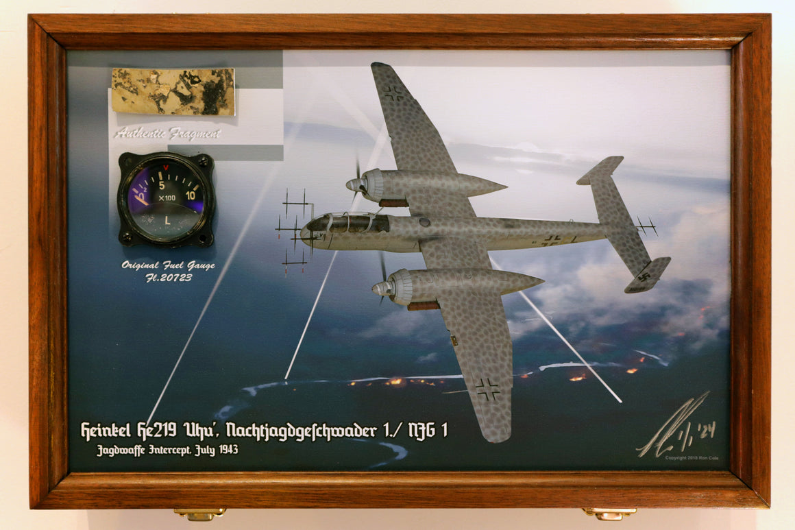 Special Luftwaffe Night Fighter Heinkel He 219 'Uhu' Fuel Gauge Relic Display by Ron Cole