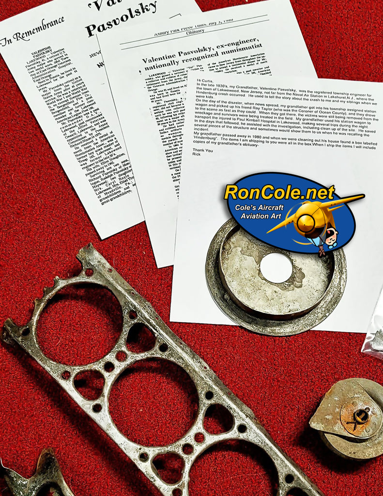 Hindenburg LZ129 Flown Duraluminum from Control Car Relic Display