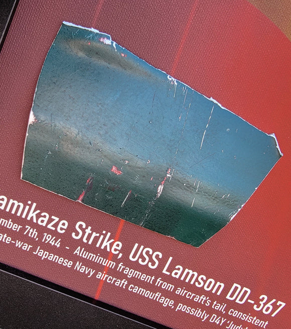 Kamikaze Strike USS Lamson DD-367 Yokosuka D4Y Suisei 'Judy' Relic Display