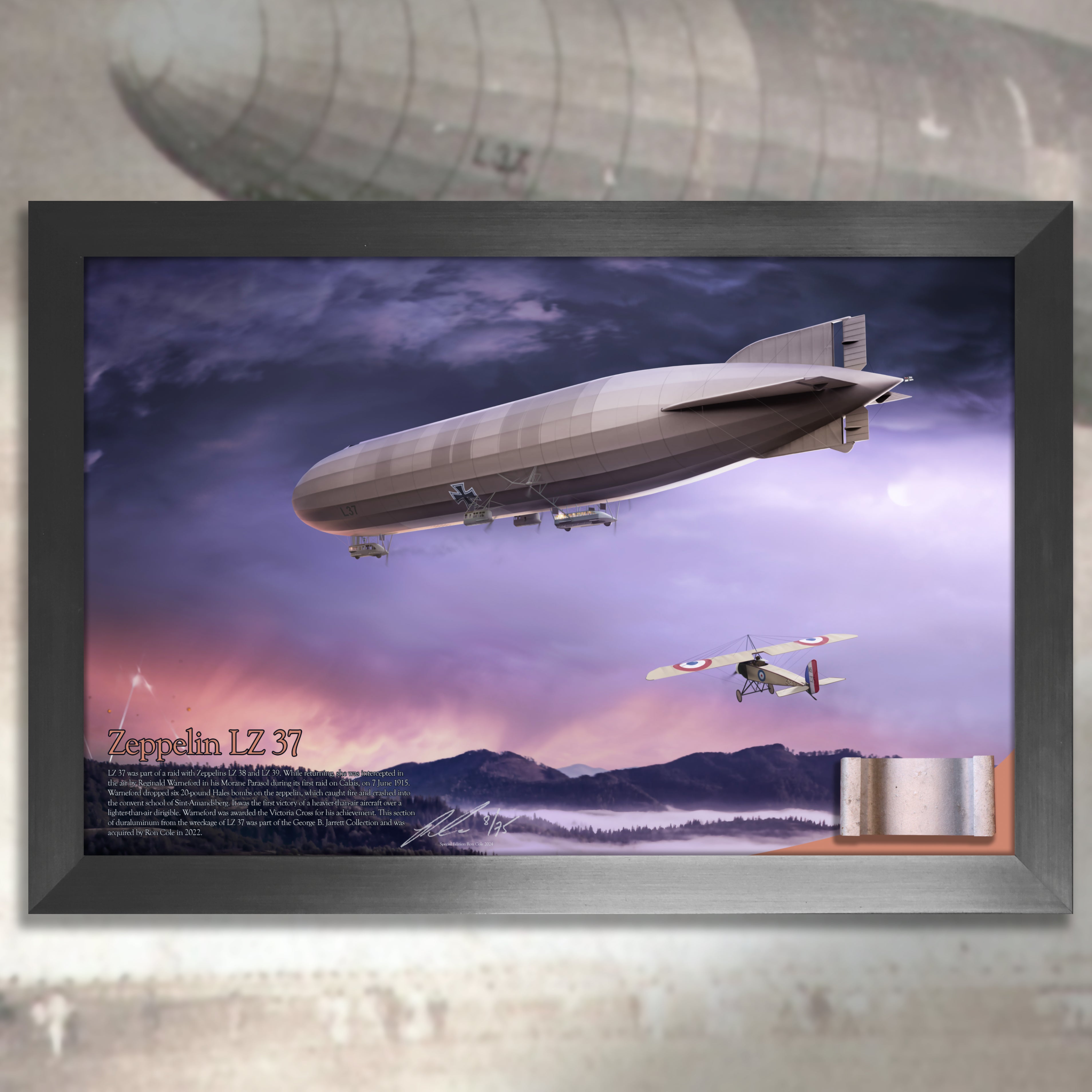 Led Zeppelin Relics World War I German Zeppelin LZ 37 Flown Girder Relic Display
