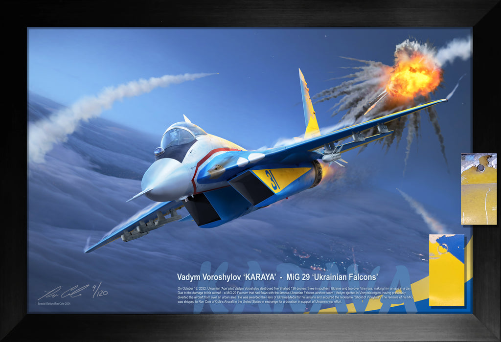 MiG-29 'Ukrainian Falcons' Ace Pilot Vadym Voroshylov Combat Loss Relic Display