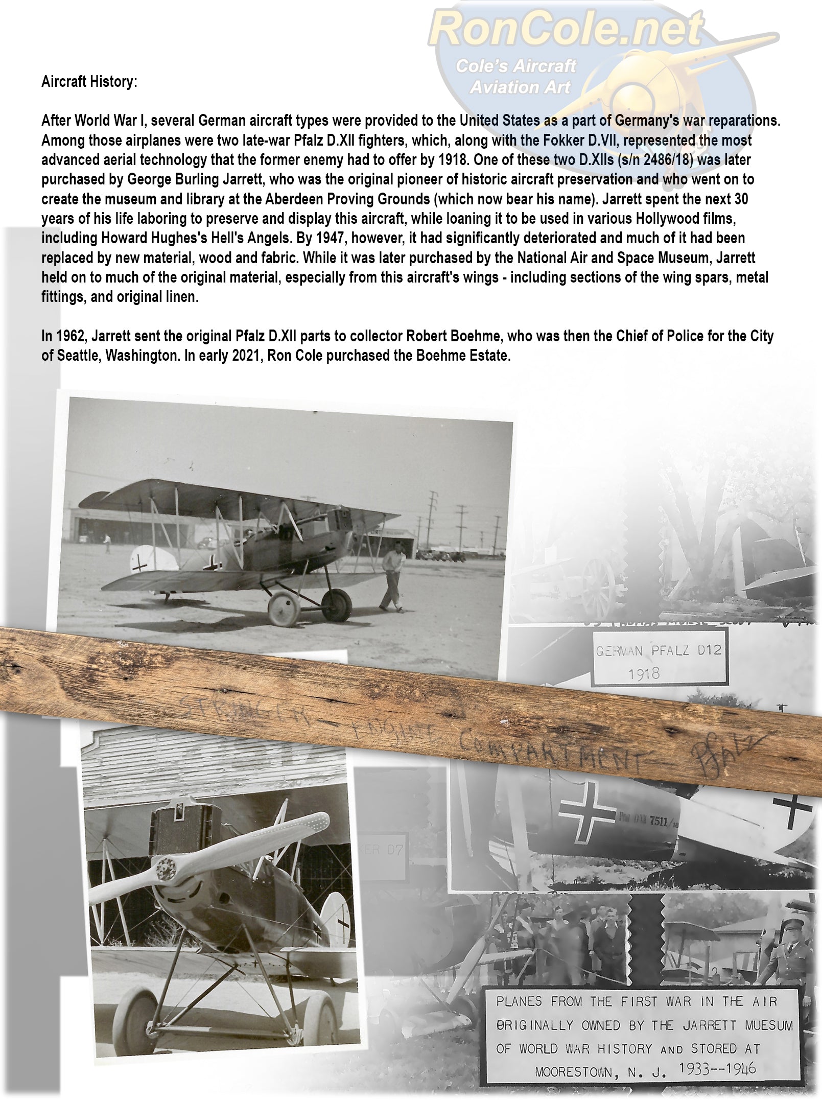 German World War I Pfalz D.XII Relic Display