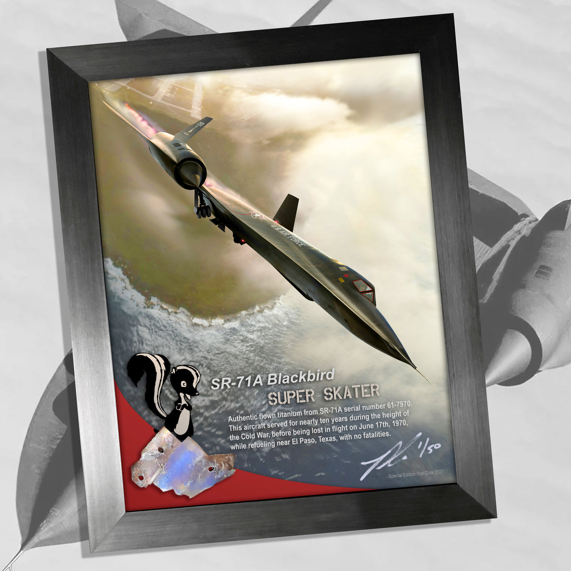 SR-71 Blackbird 'Super Skater' Mission-Flown Titanium Relic Display