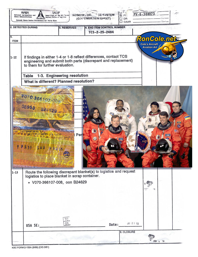 Space Shuttle Columbia Space-Flown Insulation Blanket Relic Display