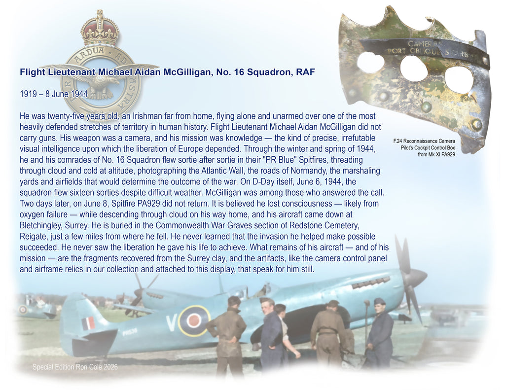 RAF Spitfire PR Mk XI (PA929) D-Day Combat Loss Relic Display