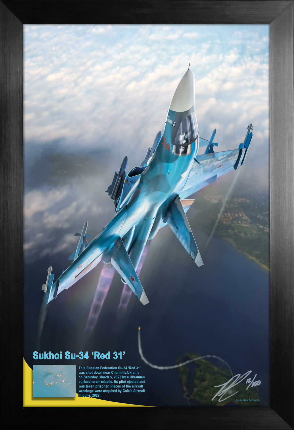 Russian Federation Sukhoi Su-34 Fullback 'Red 31' Ukraine Combat Loss Relic Display by Ron Cole