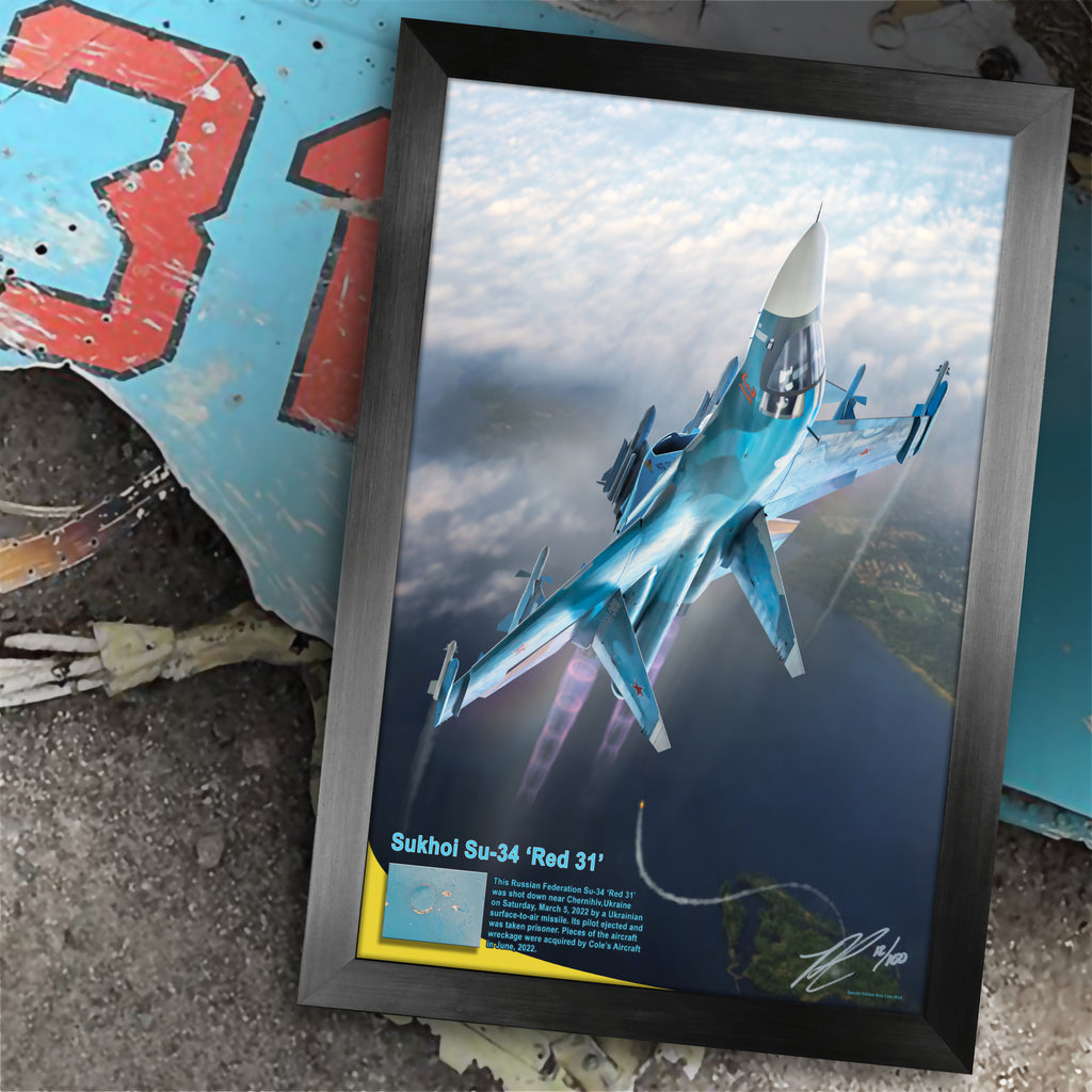Russian Federation Sukhoi Su-34 Fullback 'Red 31' Ukraine Combat Loss Relic Display by Ron Cole