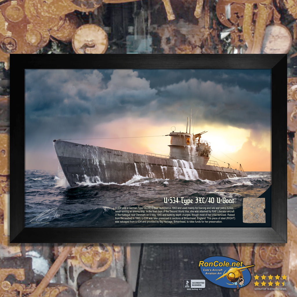 German U Boat U-534 Internal Krupp Steel Relic Display by Ron Cole
