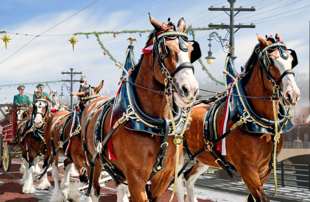 Y Bridge Zanesville Ohio Budweiser Clydesdales c. 1933 by Ron Cole