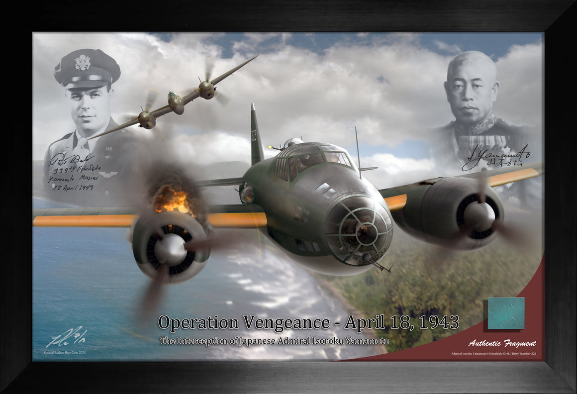 Very Limited 'Operation Vengeance' Admiral Yamamoto G4M Aircraft Relic Display
