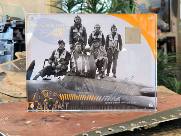 B-26 'Flak Bait' Combat-Flown Linen 6x8 Acrylic Relic Display