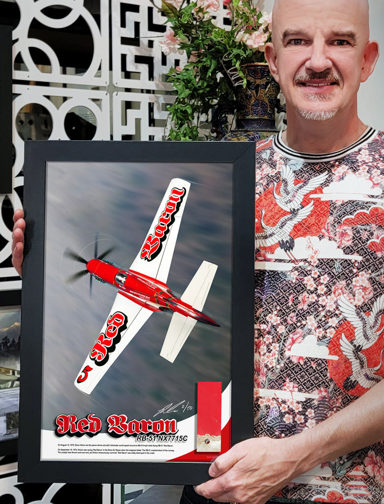 P-51 Mustang RB-51 'Red Baron' #5 Steve Hinton Speed Record Aircraft Relic Display by Ron Cole