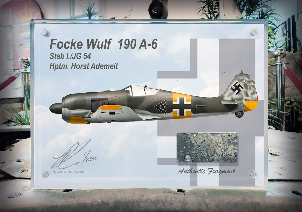 Luftwaffe Ace H. Ademeit's Fw 190 A-6 6x8-inch Acrylic Desk Display