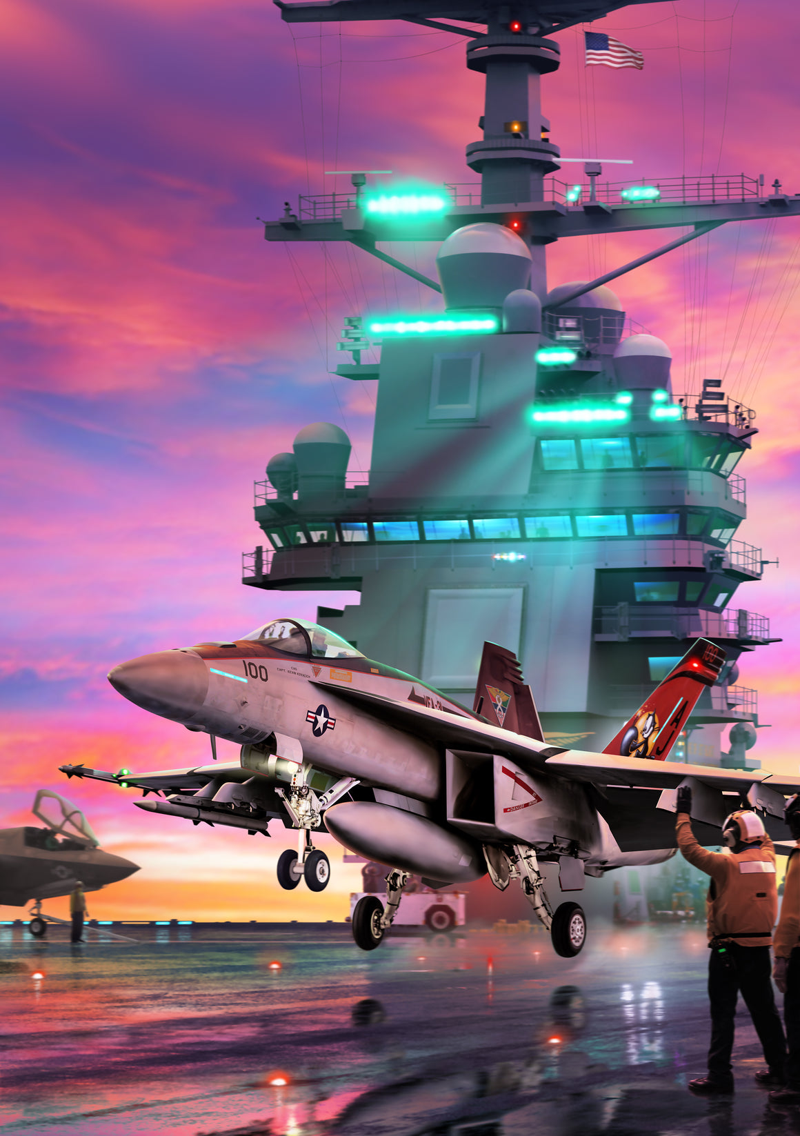 F/A-18E Super Hornet of VFA 31 on the USS Gerald R. Ford, by Ron Cole