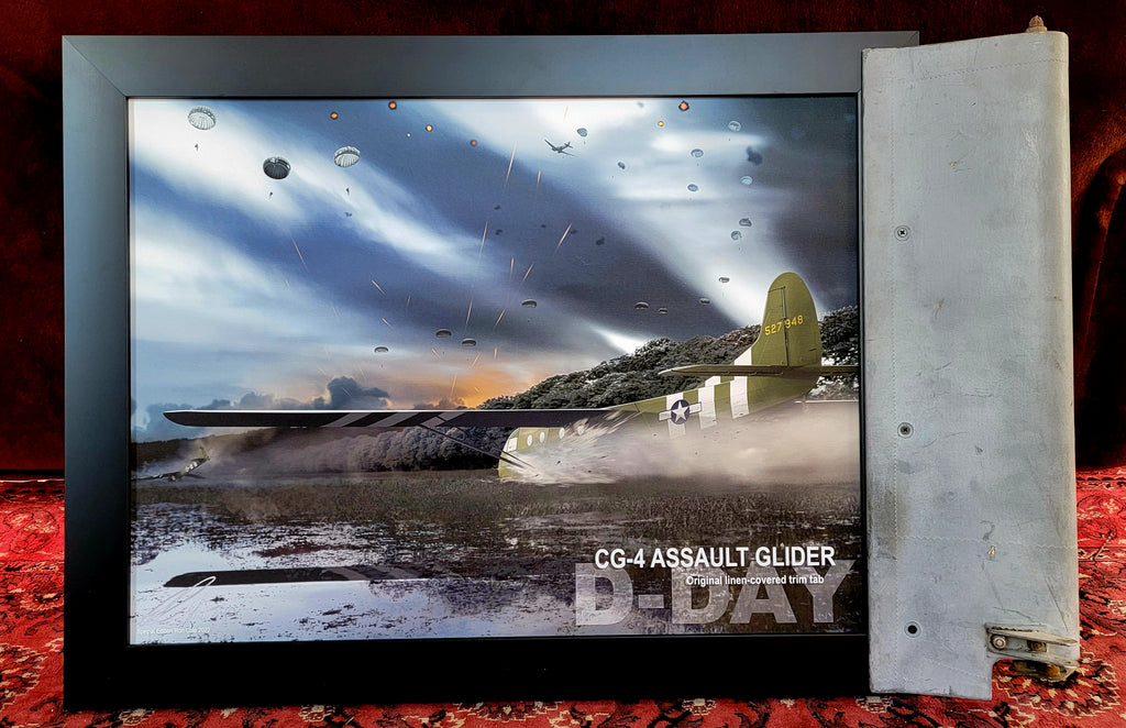 Special 24x18 D-Day CG-4 Assault Glider Original Trim Tab Relic Display
