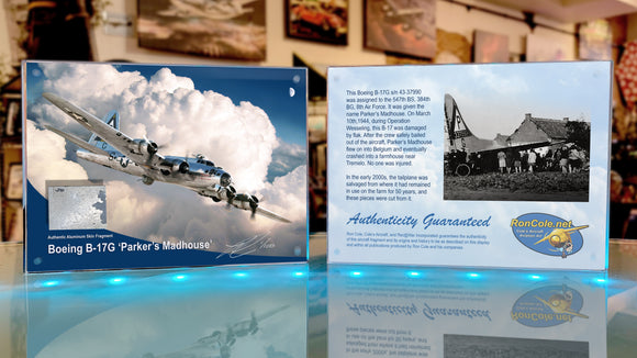 Boeing B-17G Flying Fortress 'Parker's Madhouse' Relic 6x8-inch Acrylic Desk Display