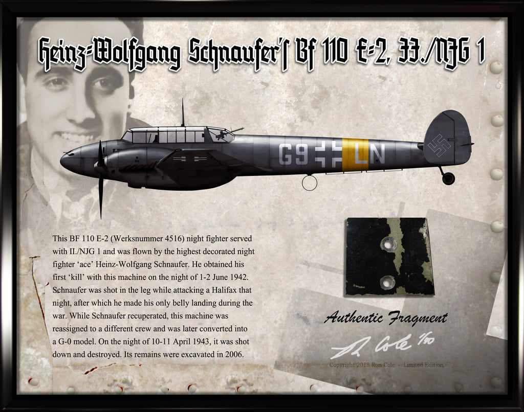 Luftwaffe Messerschmitt Bf 110 Heinz-Wolfgang Schnaufer Small Relic Display