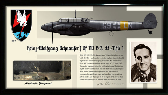 Luftwaffe Messerschmitt Bf 110 Heinz-Wolfgang Schnaufer Relic Display - Cole's Aircraft