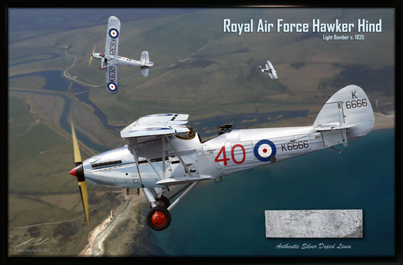 RAF Hawker Hind Silver Doped Fabric Relic Display
