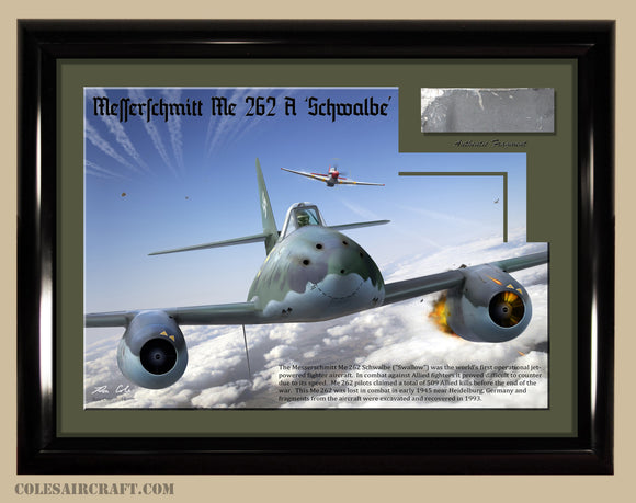 Luftwaffe Me 262 Jet Fighter Relic Display 8 x 10 - Cole's Aircraft